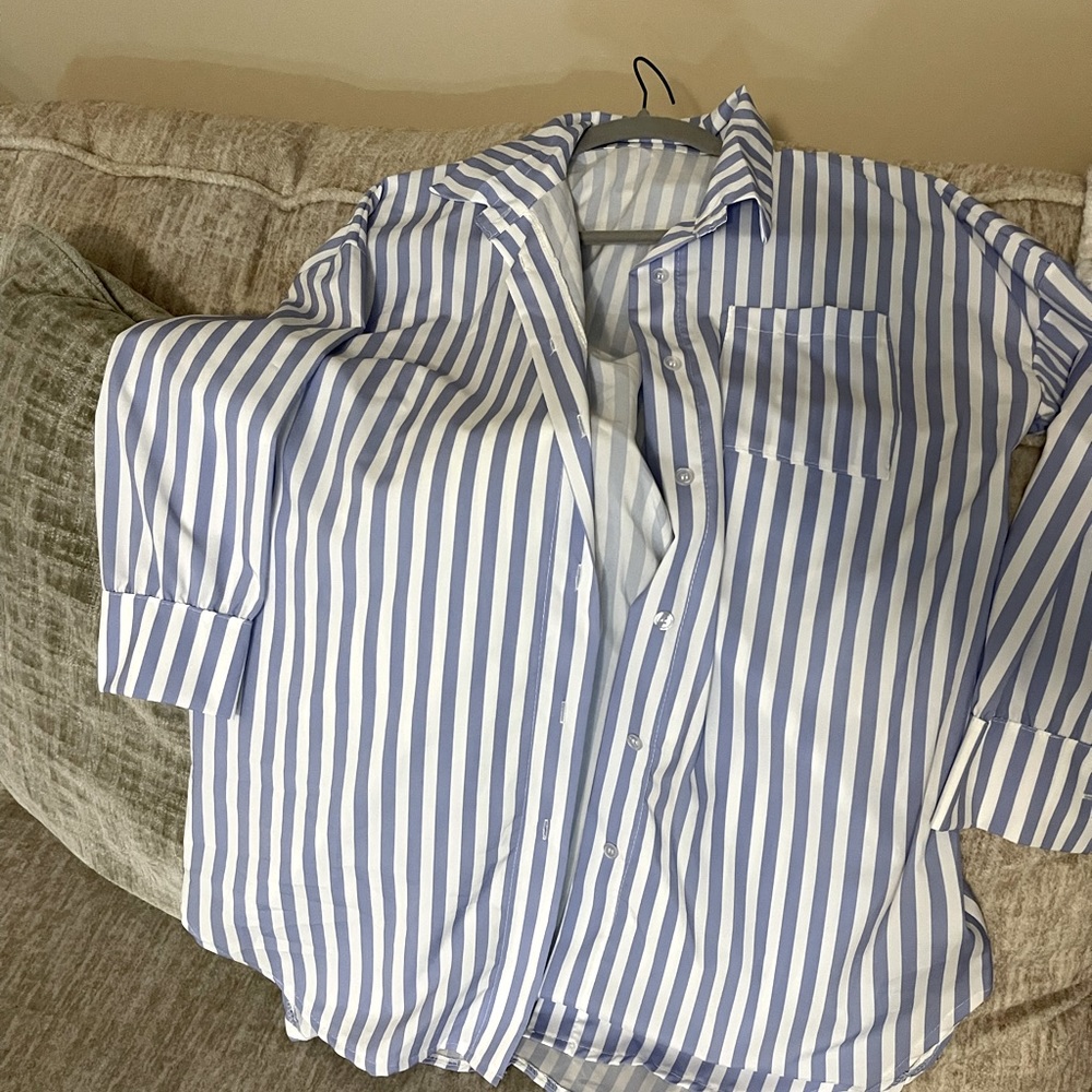 Strip white and blue shirt